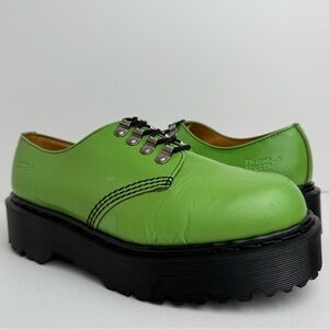 Vintage Dr. Martens England Green Leather Envy Quad Tunnel Platform Oxfords UK 9